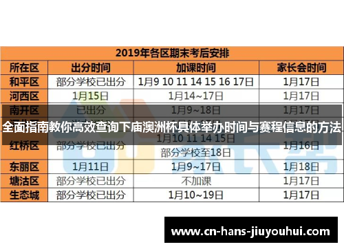 全面指南教你高效查询下庙澳洲杯具体举办时间与赛程信息的方法 全面指南教你高效查询下庙澳洲杯具体举办时间与赛程信息的方法